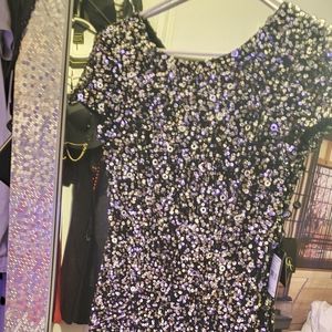 adriana papell beaded cap/sleeve dress